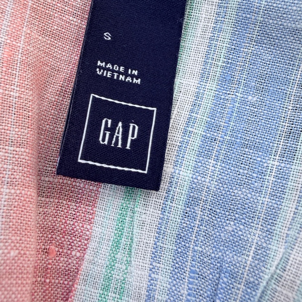 GAP Pastel Striped Sleeveless V-Neck Linen Top - Picture 2 of 5